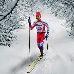 Figura 3d de persona practicando esquí de fondo